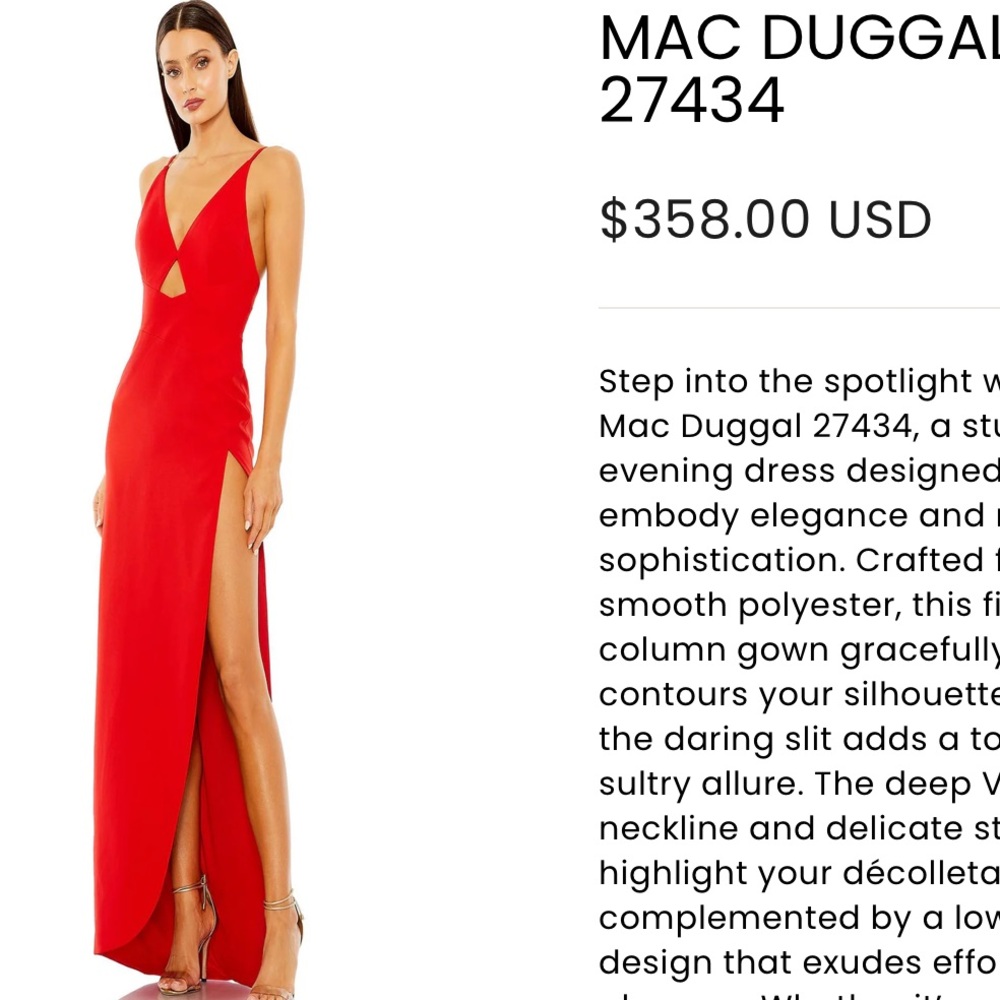 Mac Duggal Striking Red Backless Gown